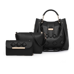 3 in 1 PU Leather Women Handbag Single-shoulder Bag(Black)