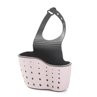 3 Pcs Adjustable Kitchen Storage Rack Drain Basket for Sink Faucet Hanging Pink