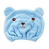 3 Pcs Cartoon Bear Dry Hair Cap Adult Wrapped Towels Shower Hats(Blue)