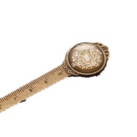 3 Pcs Creative Retro Bronze Round Bookmark 10cm Ruler Vintage Metal Colorful Flower Glass Gems As Book Page Marker
