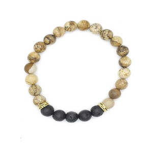 3 Pcs Ethnic Volcanic Rock Beads Bracelet Vintage Lava Rock Beads Adjustable Bracelet Jewelry Gift For Men GOLD COLOUR