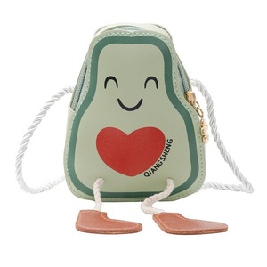 3 Pcs Fashion Baby Girls PU Leather Coin Purse Cute Cartoon Avocado Children Mini Crossbody Bags Lovely Kids Wallet Pocket Money Bag