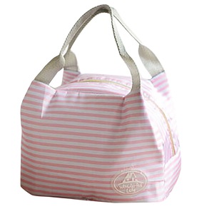 3 Pcs Lunch Bag Portable Insulated Cold Canvas Stripe Picnic Carry Case Thermal Portable Lunch Box