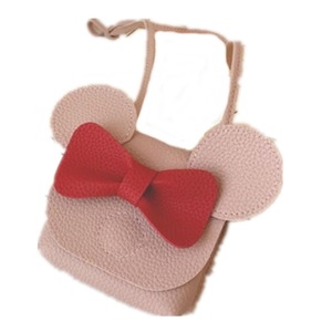 3 PCS Mini Children Bowknot Handbag For Girls Cartoon PU Leather Shoulder Bag(Pink)