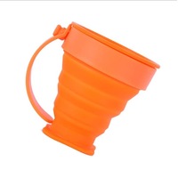 3 pcs Portable Foldable Silica Gel 5 Color Options Toothbrush Holder Cup Travel Drink Washing Cup ORANGE COLOR