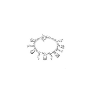 3 Pcs Silver Plated Shoes Bags Chain Pendant Bracelet Women Jewelry