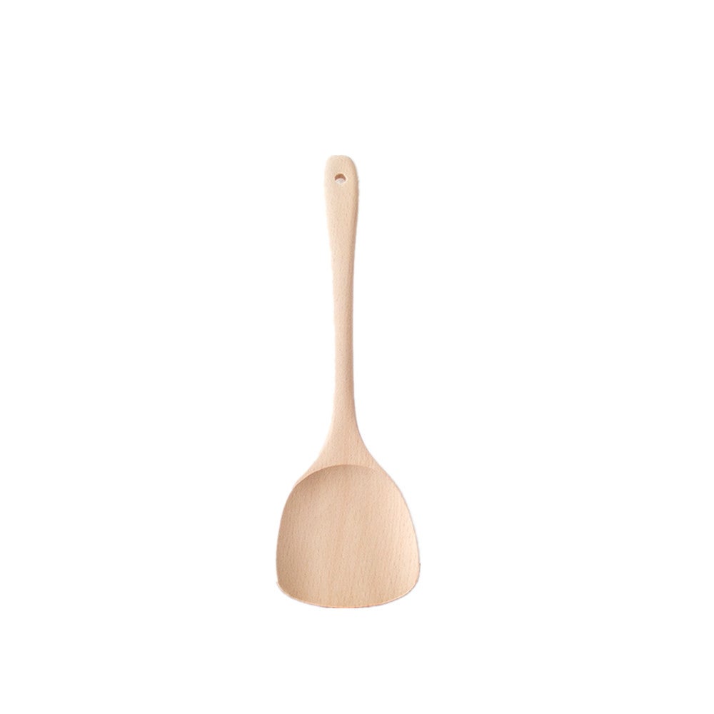 30cm Natural Health Beech Wood Kitchen Slotted Spatula Spoon Mixing Holder Cooking Utensils Dinner Food Wok Shovels Turners