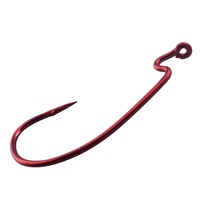 30PCS Red Offset Worm Hook for Bass Fishing Plastic Worm Taxas Rig Fishhook Wholesale Bait Hooks Fishing tackle accessories