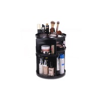 360-degree Rotating Makeup Rack Plastic Storage Box Storage Rack - BLACK