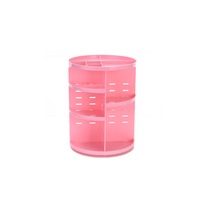 360-degree Rotating Makeup Rack Plastic Storage Box Storage Rack - PINK