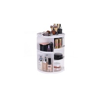 360-degree Rotating Makeup Rack Plastic Storage Box Storage Rack - WHITE