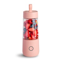 380ml Mini Portable USB Electric Fruit Juicer Rechargeable Blender Power Bank PINK COLOR