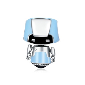 3D Blue Robot Boy Stylish Charm Silver plating Pendant Fit Bracelet Jewelry DIY
