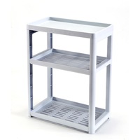 3Layers Multi-use Storage Shelf Simple Floor Standing Storage Rack Living Room Bathroom Kitchen Rack Bookshelf Display Stand Compartment Shelf