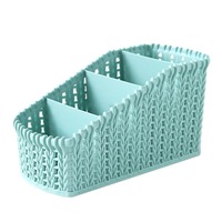 3PC Office Plastic Storage Box Organizer Desktop Finishing Box Cosmetics Debris Case(Blue)
