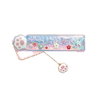 3PC Oil Flow Sand Rules Creative Cartoon Drawing Straight Ruler Cute Stationery Scale Student Pendant Bookmark School Supplies