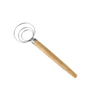 3Pc Stainless Steel Egg Beater Oak Handle Floured Dough Mixer for Diy Bread Dough Bakeware Dough Whisk Mixer Tool Kitchen Tool
