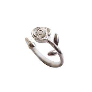 3PC Trendy Open Finger Ring 925 Silver Rose leaves Plants Simple Adjustable Size Rings Jewelry for Women