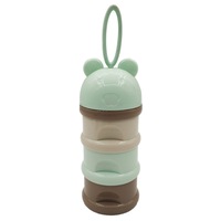 3Pcs 3 layer Frog Style Portable Baby Food Storage Box Essential Cereal Cartoon Milk Powder Boxes Toddle Kids Formula Milk Container(Green)