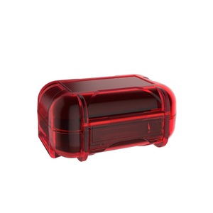 3PCS ABS Resin Earphone Bag Portable Shockproof Waterproof Headphone Headset Box Storage Bag RED COLOR
