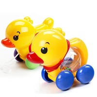 3PCS Baby Rattles Pull rope Duck Animals Hand Jingle Shaking Bell Car Rattles Toys Music Handbell for Kids Random Color