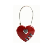 3PCS Bag Luggage Backpack Zinc Alloy Love Heart-shaped Simple Password Lock Combination Lock Padlock