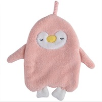 3Pcs Cartoon Hanging Hand Towel Soft Coral Kitchen Towel Cute Penguin Kids Bathing Towel Quick Dry Towels