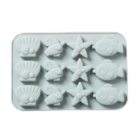 3Pcs Cartoon Silicone Cake Decoration Tool Fish Starfish Chocolate Cookie Mold