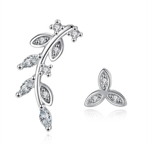 3PCS Copper Asymmetrical Leaf Earrings for Women Wedding Jewelry Ladies Earring