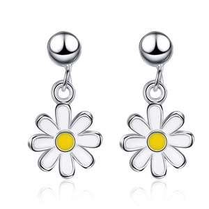 3PCS Copper Daisy Flower Stud Earrings for Women Wedding Jewelry