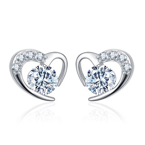 3PCS Copper Fashion Romantic Love Heart Stud Earrings Women Jewelry Birthday Gift