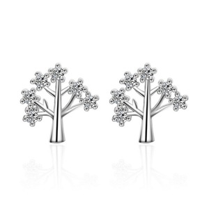 3PCS Copper Jewelry Fashion Ladies Tree Stud Earrings Elegant Lovely Earrings