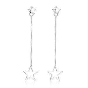 3PCS Copper Jewelry Fashion Woman Earrings Retro Pentagram Long Tassel Hook Earrings