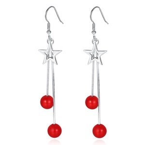 3PCS Copper Jewelry Woman Fashion Earrings Retro Long Tassel Hollow Pentagram Pop Earrings