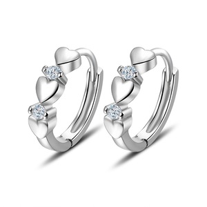 3PCS Copper Personality Sweet Heart Hoop Earrings Jewelry Earring for Women Girl