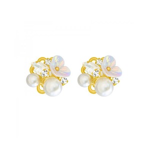 3PCS Copper Temperament Paved Flower Stud Earrings for Women Party Jewelry Gift