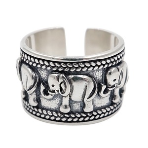 3PCS Copper Vintage Animal Elephant Open Rings Jewelry for Women Gift Old Fashion Adjustable Rings