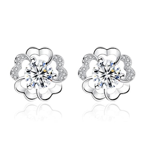 3PCS Copper Woman Fashion Jewelry Flower Plum Blossom Retro Stud Earrings