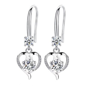 3PCS Copper Woman Fashion Jewelry Heart-shaped Long Tassel Retro Hollow Hook Earrings