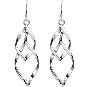 3PCS Copper Woman Fashion Jewelry Leaf Long Tassel Retro Simple Hook Earrings