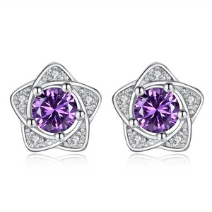 3PCS Copper Woman Fashion Jewelry Pentagram Flower Retro Stud Earrings