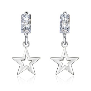 3PCS Copper Woman Fashion Jewelry Retro Simple Five-pointed Star Tassel Long Earrings