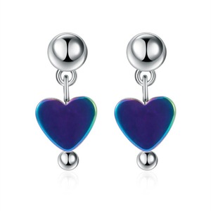 3PCS Copper Woman Fashion Jewelry Simple Mid-length Heart-shaped Earrings