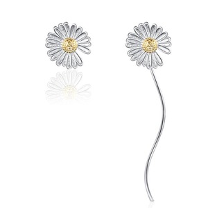 3PCS Copper Woman Fashion Jewelry Simple Retro Chrysanthemum Long Tassel Earrings