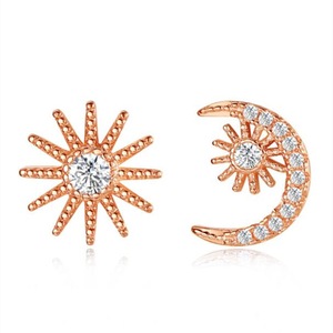 3PCS Copper Woman Fashion Jewelry Star Moon Interstellar Stud Earrings