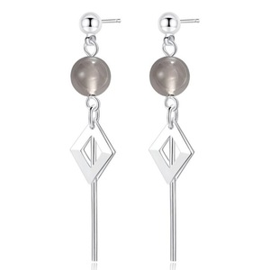 3PCS Copper Woman Jewelry Fashion Retro Long Tassel Hollow Square Pop Earrings