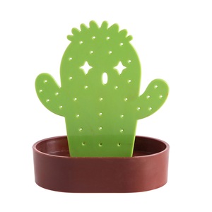 3Pcs Creative Cactus Earrings Ear Studs Jewelry Show Plastic Jewelry Display Rack Plastic Stand Organizer Holder for Necklaces