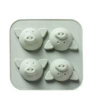3Pcs Cute Piggy Silicone Cake Decoration Tool Puff Mold Cartoon Animal Children Pudding Jelly Mould