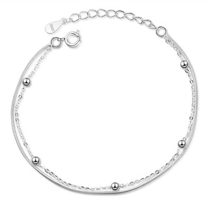 3PCS Double-deck Bracelet & Bangle Adjustable Charm Silver plated copper Bracelet for Women Bridal Wedding Jewelry