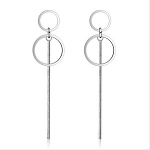 3PCS Exquisite Simple Fashion Copper Circle Tassel Long Earrings Ear Line Women Jewelry